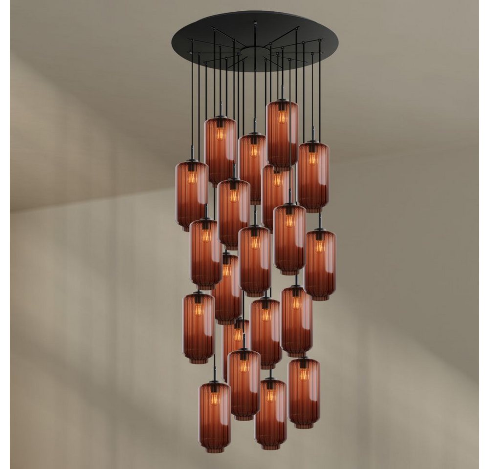 s.luce Pendelleuchte Velo Galerieleuchte 20-flg Ø 120cm Baldachin Ø 18cm Braun, Schwarz s.luce Pendelleuchte Velo Galerieleuchte 20-flg Ø 120cm Baldachin Ø 18cm Braun, Schwarz von s.luce