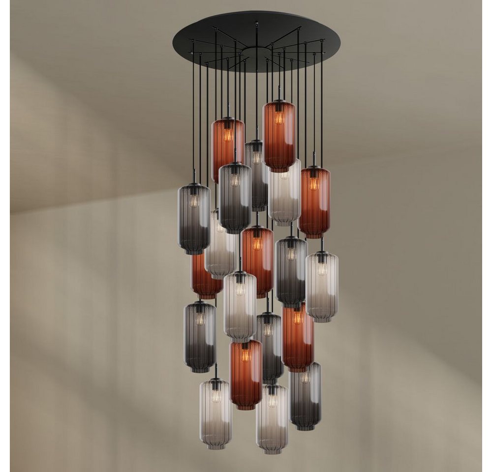 s.luce Pendelleuchte Velo Galerieleuchte 20-flg Ø 120cm Baldachin Ø 18cm Braun,Klar,Rauch s.luce Pendelleuchte Velo Galerieleuchte 20-flg Ø 120cm Baldachin Ø 18cm Braun,Klar,Rauch von s.luce