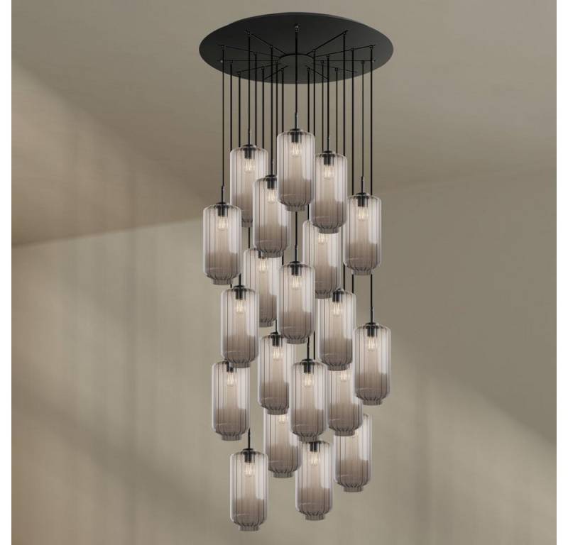 s.luce Pendelleuchte Velo Galerieleuchte 20-flg Ø 120cm Baldachin Ø 18cm Klar, Schwarz von s.luce
