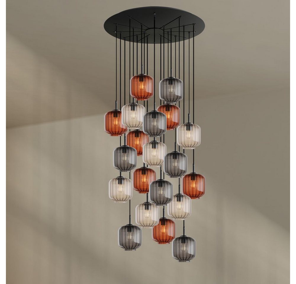 s.luce Pendelleuchte Velo Galerieleuchte 20-flg Ø 120cm Baldachin Ø 20cm Braun,Klar,Rauch s.luce Pendelleuchte Velo Galerieleuchte 20-flg Ø 120cm Baldachin Ø 20cm Braun,Klar,Rauch von s.luce