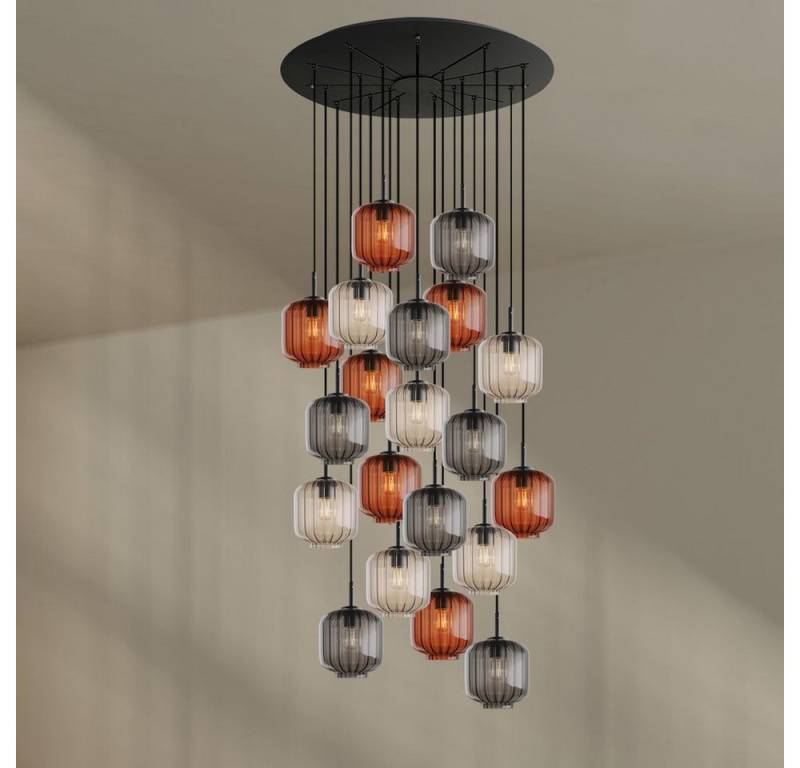 s.luce Pendelleuchte Velo Galerieleuchte 20-flg Ø 120cm Baldachin Ø 20cm Braun,Klar,Rauch von s.luce