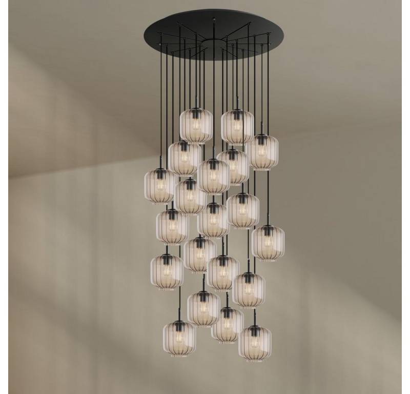 s.luce Pendelleuchte Velo Galerieleuchte 20-flg Ø 120cm Baldachin Ø 20cm Klar, Schwarz von s.luce