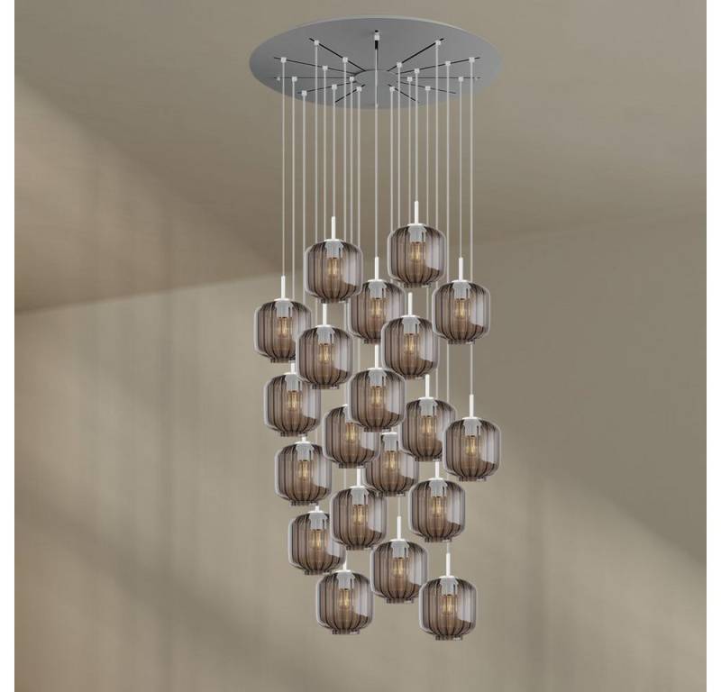 s.luce Pendelleuchte Velo Galerieleuchte 20-flg Ø 120cm Baldachin Ø 20cm Rauch, Weiß von s.luce