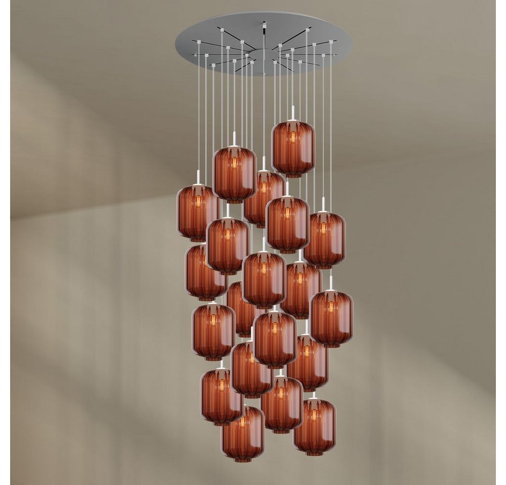 s.luce Pendelleuchte Velo Galerieleuchte 20-flg Ø 120cm Baldachin Ø 25cm Braun, Weiß s.luce Pendelleuchte Velo Galerieleuchte 20-flg Ø 120cm Baldachin Ø 25cm Braun, Weiß von s.luce
