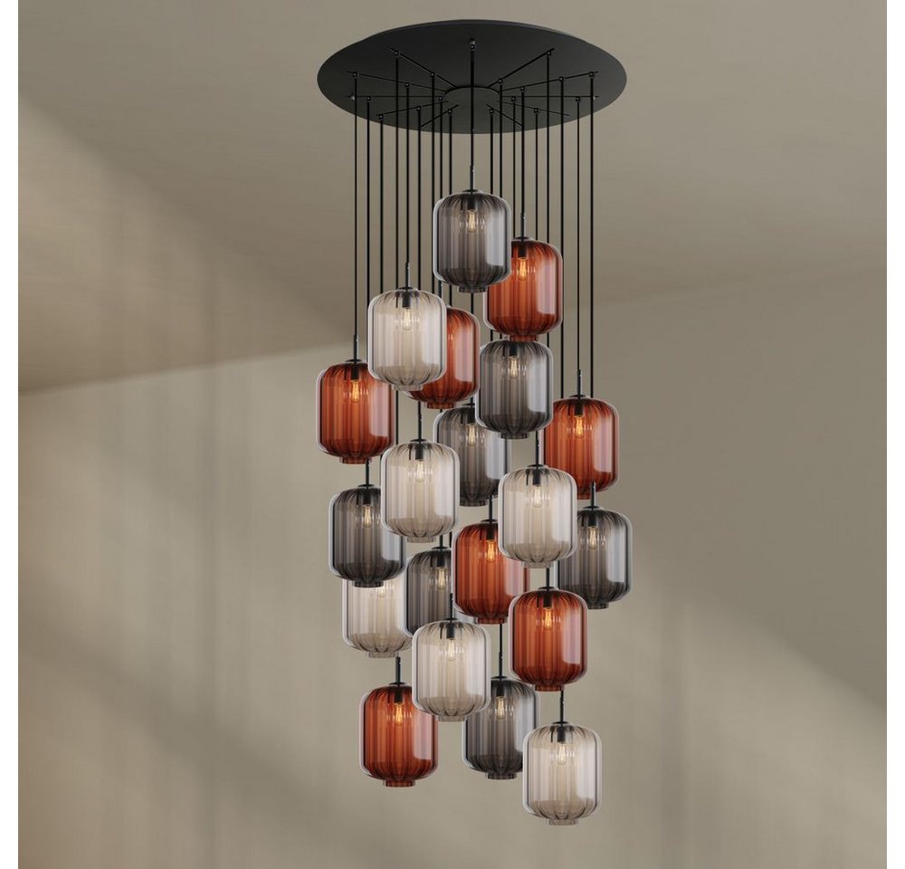 s.luce Pendelleuchte Velo Galerieleuchte 20-flg Ø 120cm Baldachin Ø 25cm Braun,Klar,Rauch s.luce Pendelleuchte Velo Galerieleuchte 20-flg Ø 120cm Baldachin Ø 25cm Braun,Klar,Rauch von s.luce