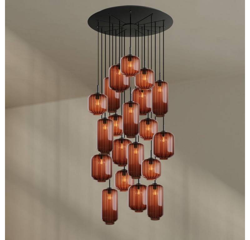 s.luce Pendelleuchte Velo Galerieleuchte 20-flg Ø120cm Baldach Ø18/20/25cm Braun, Schwarz von s.luce