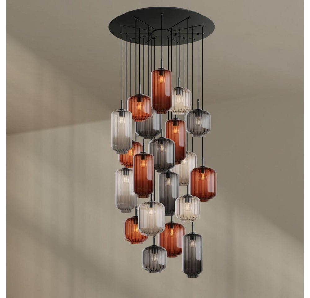 s.luce Pendelleuchte Velo Galerieleuchte 20-flg Ø120cm Baldach Ø18/20/25cm Braun,Klar,Rauch s.luce Pendelleuchte Velo Galerieleuchte 20-flg Ø120cm Baldach Ø18/20/25cm Braun,Klar,Rauch von s.luce