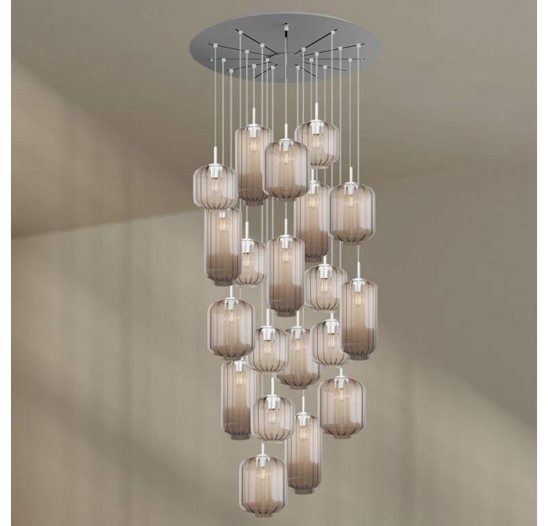 s.luce Pendelleuchte Velo Galerieleuchte 20-flg Ø120cm Baldach Ø18/20/25cm Klar, Weiß von s.luce