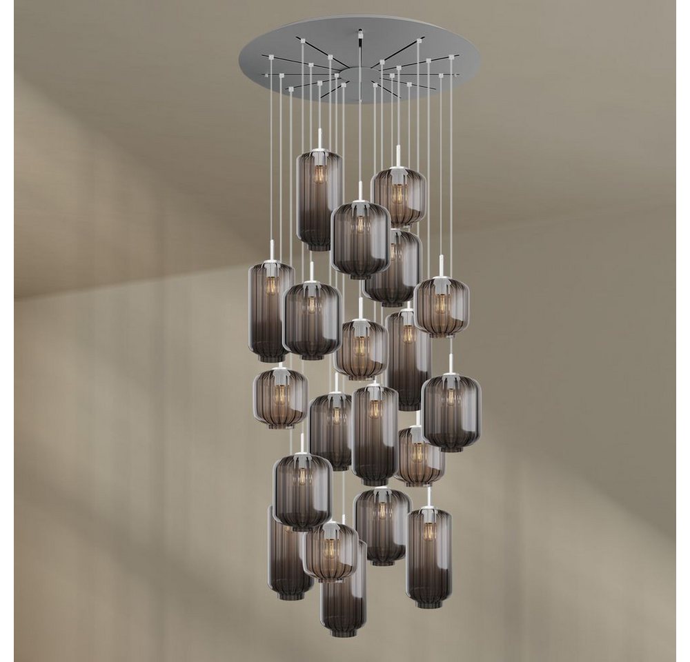 s.luce Pendelleuchte Velo Galerieleuchte 20-flg Ø120cm Baldach Ø18/20/25cm Rauch, Weiß s.luce Pendelleuchte Velo Galerieleuchte 20-flg Ø120cm Baldach Ø18/20/25cm Rauch, Weiß von s.luce