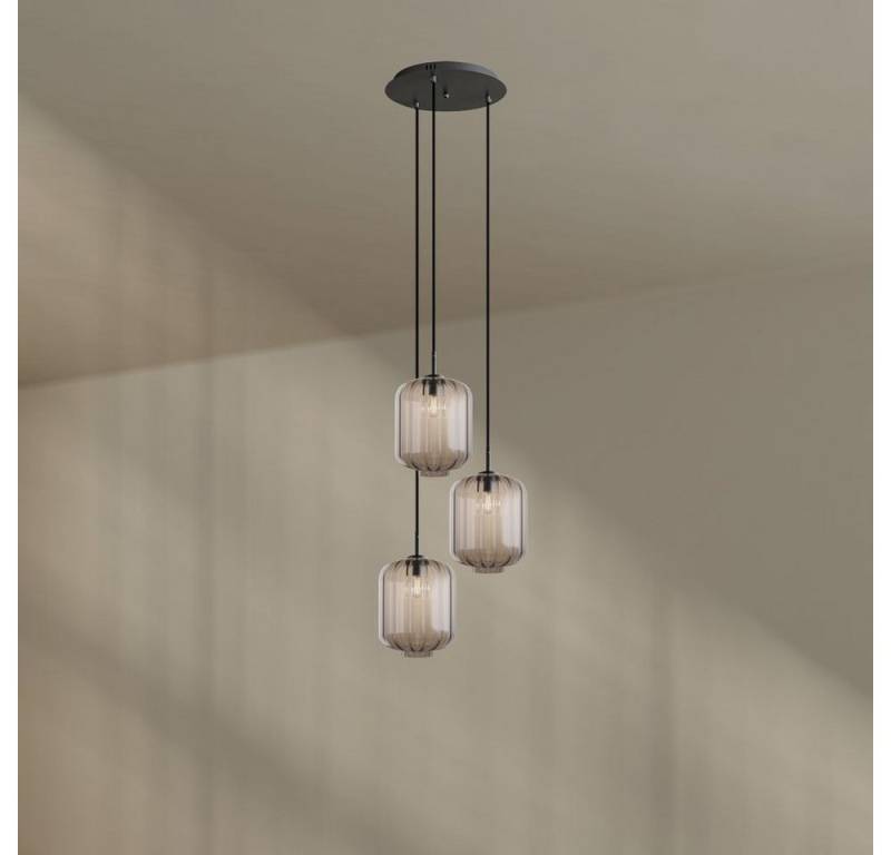 s.luce Pendelleuchte Velo Galerieleuchte 3-flg Ø 40cm Baldachin Ø 25cm Klar, Schwarz von s.luce