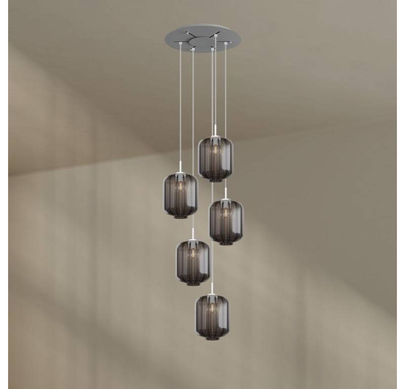 s.luce Pendelleuchte Velo Galerieleuchte 5-flammig Ø 60cm Baldachin Ø 25cm Rauch, Weiß s.luce Pendelleuchte Velo Galerieleuchte 5-flammig Ø 60cm Baldachin Ø 25cm Rauch, Weiß von s.luce