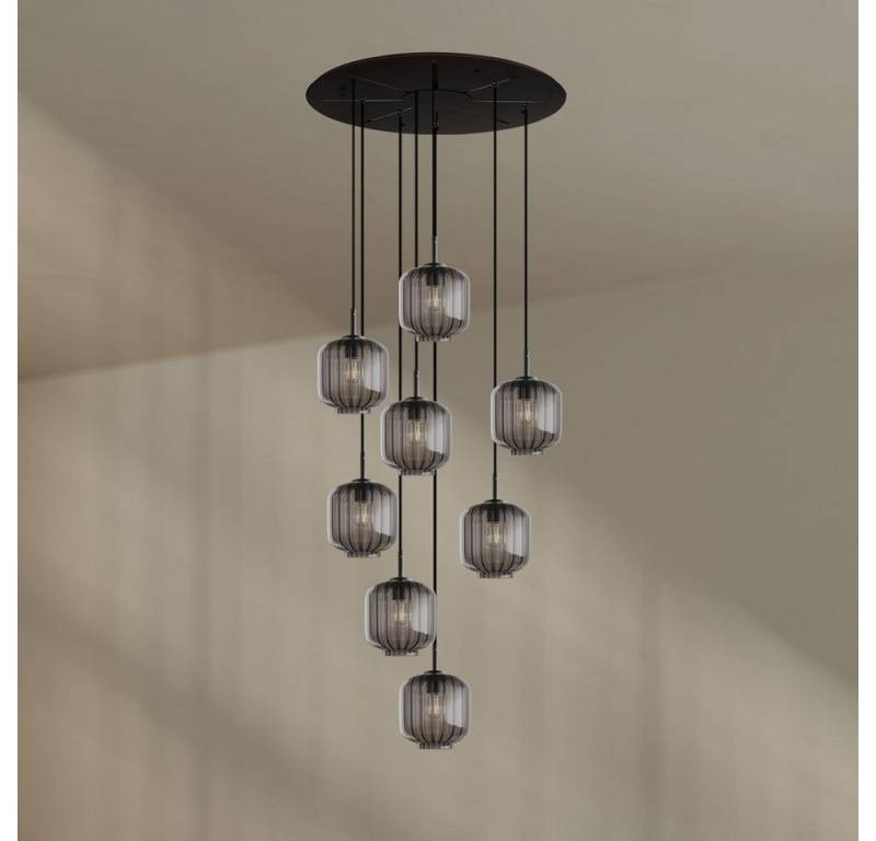 s.luce Pendelleuchte Velo Galerieleuchte 8-flammig Ø 80cm Baldachin Ø 20cm Rauch, Schwarz s.luce Pendelleuchte Velo Galerieleuchte 8-flammig Ø 80cm Baldachin Ø 20cm Rauch, Schwarz von s.luce