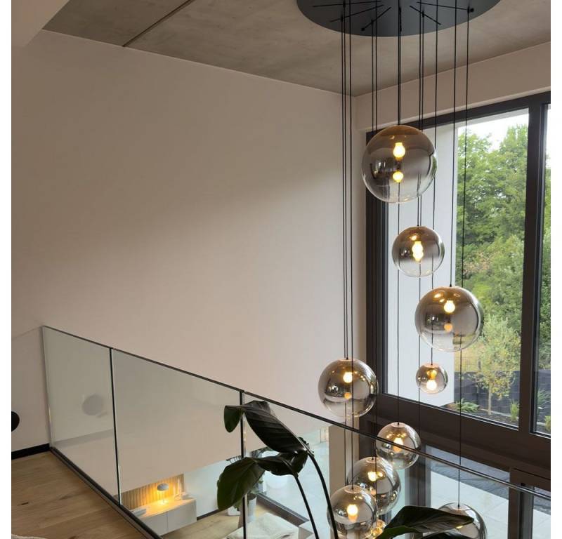 s.luce Pendelleuchte XL Galerieleuchte Orb 8-flammig mit Modular Baldachin Schwarz/Rauch s.luce Pendelleuchte XL Galerieleuchte Orb 8-flammig mit Modular Baldachin Schwarz/Rauch von s.luce
