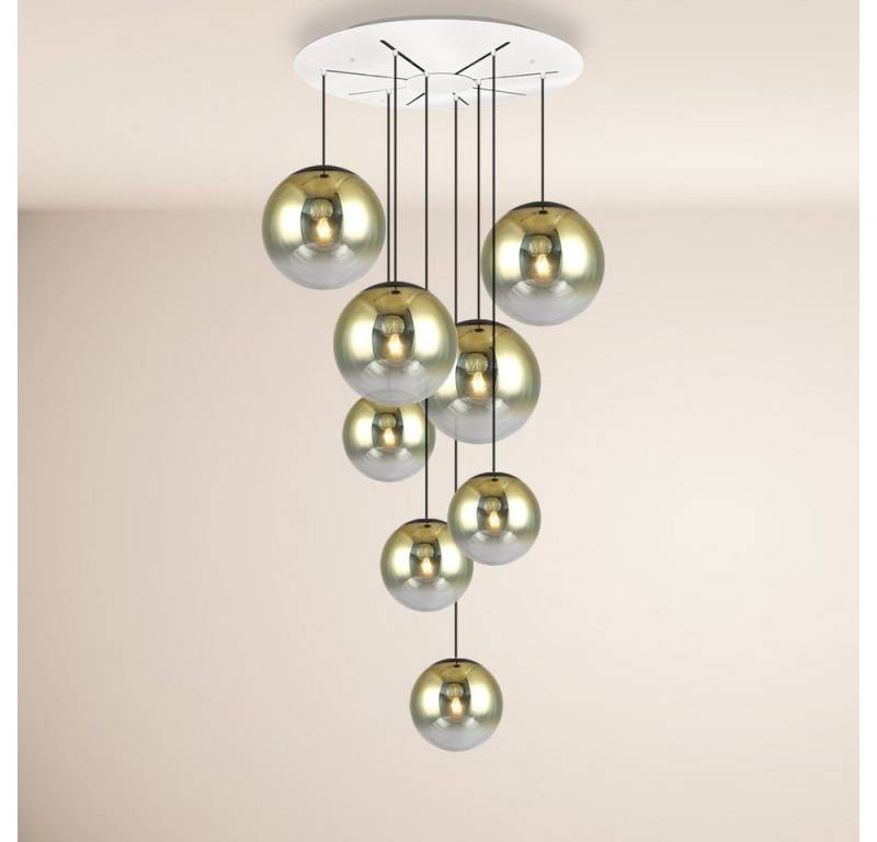 s.luce Pendelleuchte XL Galerieleuchte Progress 8-flammig mit Modular Baldachin Gold von s.luce