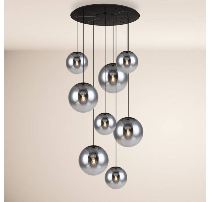 s.luce Pendelleuchte XL Galerieleuchte Progress 8-flammig mit Modular Baldachin Rauch von s.luce