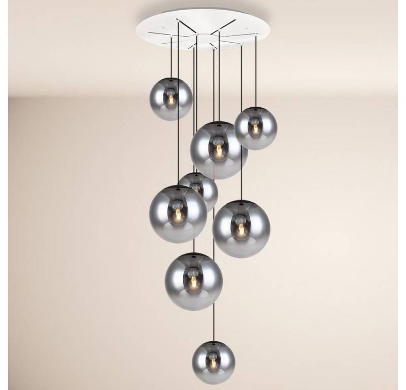 s.luce Pendelleuchte XL Galerieleuchte Progress 8-flammig mit Modular Baldachin Rauch von s.luce