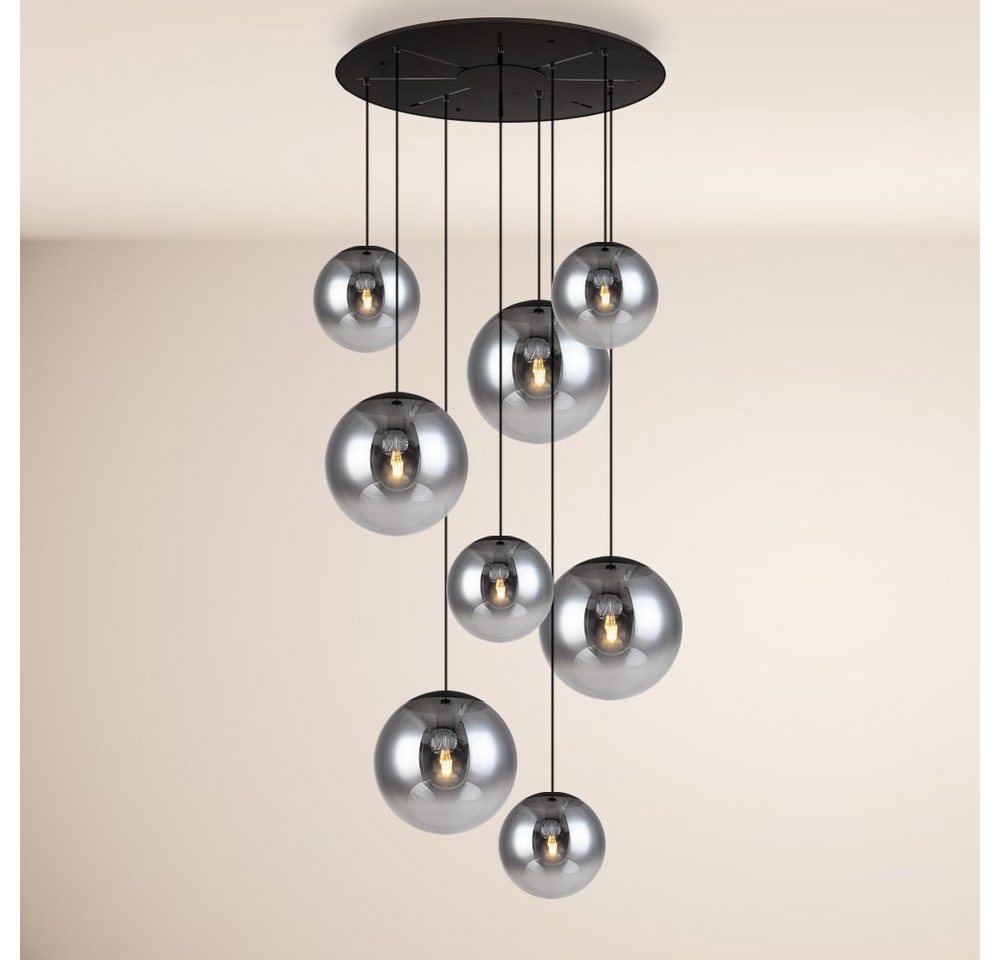 s.luce Pendelleuchte XL Galerieleuchte Progress 8-flammig mit Modular Baldachin Rauchfarben von s.luce