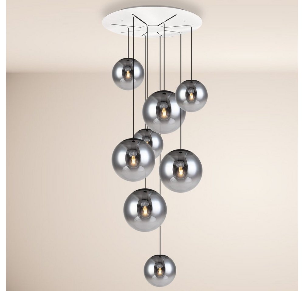s.luce Pendelleuchte XL Galerieleuchte Progress 8-flammig mit Modular Baldachin Rauchfarben von s.luce
