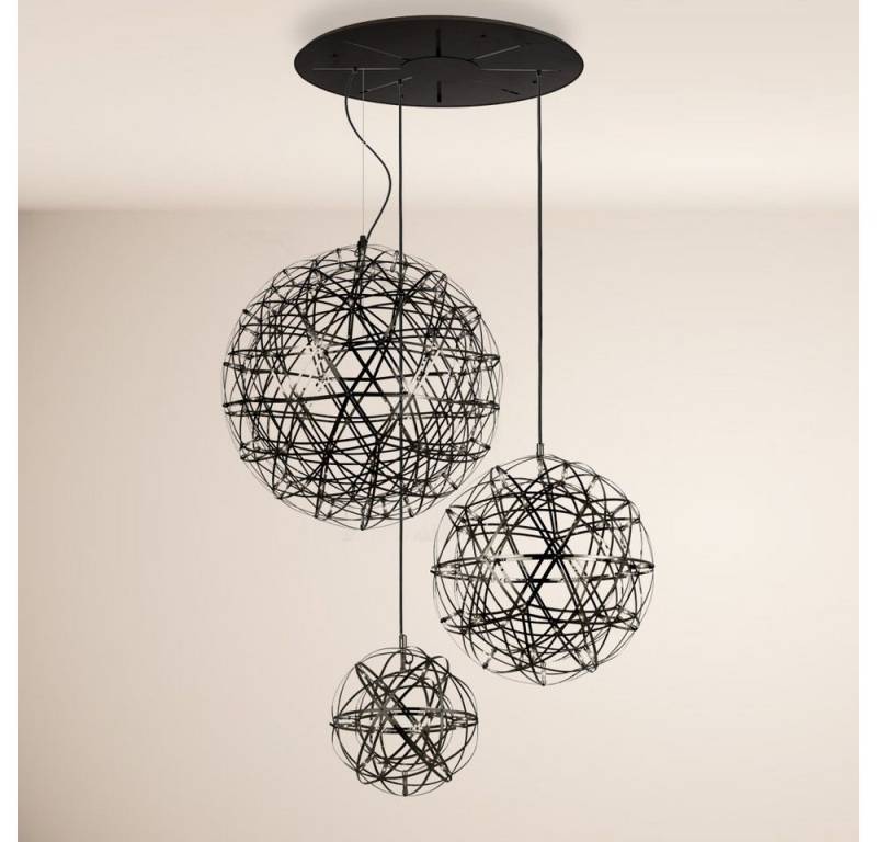 s.luce Pendelleuchte XL LED Hängeleuchten-Kombination Atom Modular Schwarzchrom, Warmweiß von s.luce