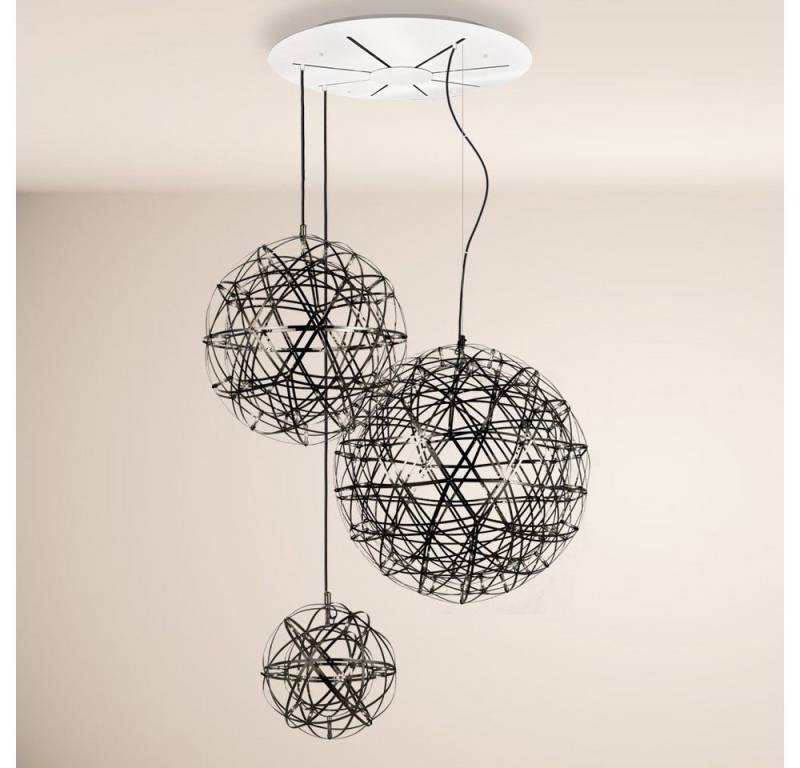 s.luce Pendelleuchte XL LED Hängeleuchten-Kombination Atom Modular Schwarzchrom, Warmweiß von s.luce