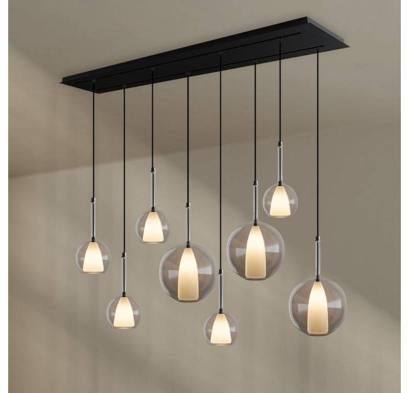 s.luce Pendelleuchte Belluna Esstischleuchte 8-flammig 160cm 2-reihig Klar von s.luce
