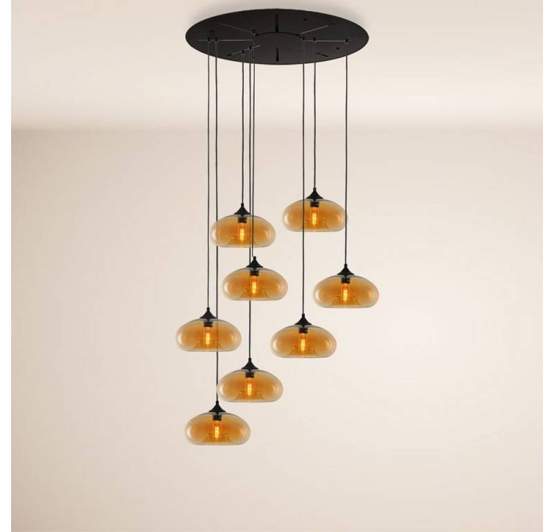 s.luce Pendelleuchte s.luce Cruet XL Pendelleuchte 8-flammig Glas Galerieleuchte Amber von s.luce