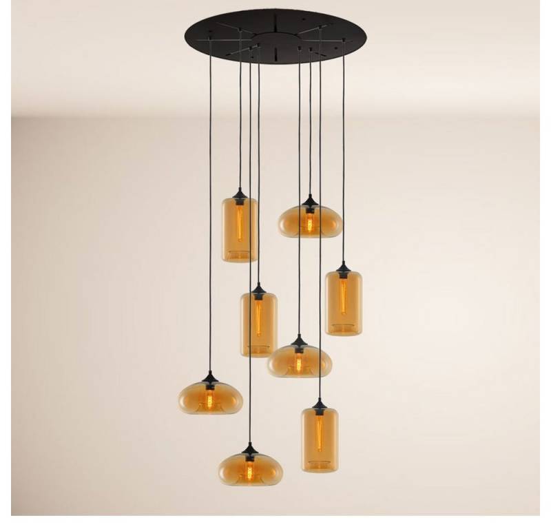 s.luce Pendelleuchte s.luce Cruet XL Pendelleuchte 8-flammig Glas Galerieleuchte Amber von s.luce