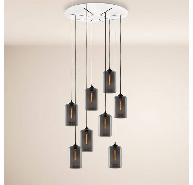 s.luce Pendelleuchte s.luce Cruet XL Pendelleuchte 8-flammig Glas Galerieleuchte Rauch von s.luce