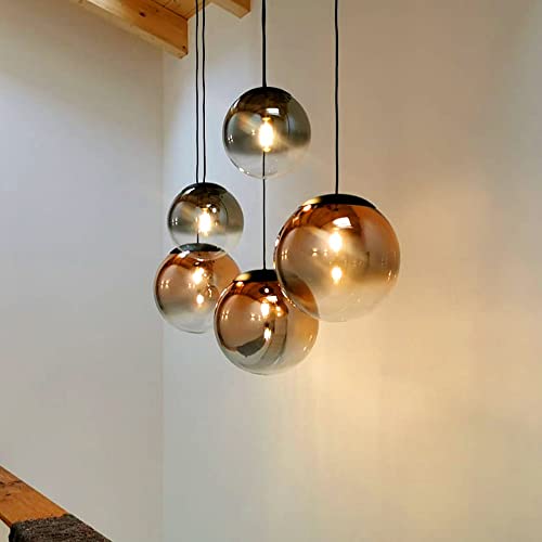 s.luce Progress Galerieleuchte Glas mit Farbverlauf 5m Abhängung Kugel Pendelleuchte, Farbe Gold, Größe Ø 20cm von s`luce