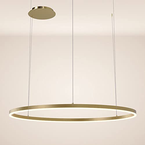 s.luce Ring Hängeleuchte Direkt Ringlampe Ringleuchte Hängelampe Pendellampe Pendelleuchte, Farbe:Gold, Größe:100cm, Abhängung:250cm von s.luce