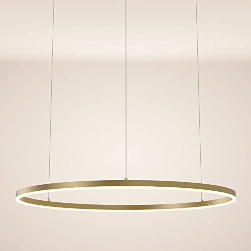 s.luce Ring Hängeleuchte Direkt Ringlampe Ringleuchte Hängelampe Pendellampe Pendelleuchte, Farbe:Gold, Größe:100cm, Abhängung:500cm von s.luce