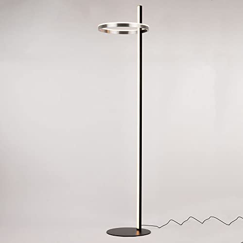 s.luce Ring Stehleuchte Ø 40cm Stehlampe Wohzimmerlampe Wohnzimmerleuchte Dimmer, Farbe Schwarz/Aluminium von s.luce