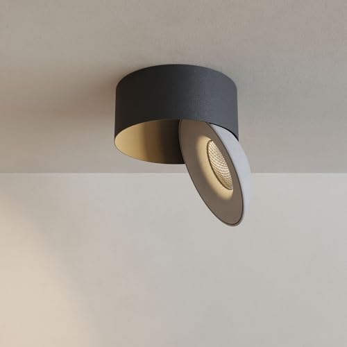 s.luce Santa Neo LED-Deckenstrahler schwenkbar dimmbar Deckenlampe Deckenleuchte, Farbe:Schwarz/Weiß, Lichtfarbe:Extra Warmweiß (2700K) von s`luce