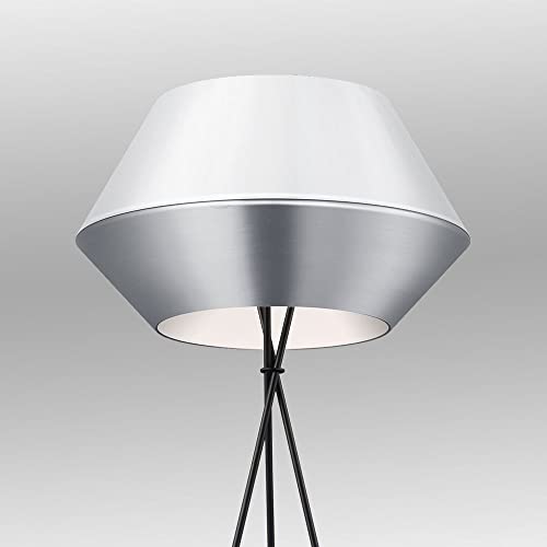 s.luce SkaDa individuelle Stehleuchte Ø 50cm, Schirm Flach Aluminium, Schirm Hoch Weiß von s.luce