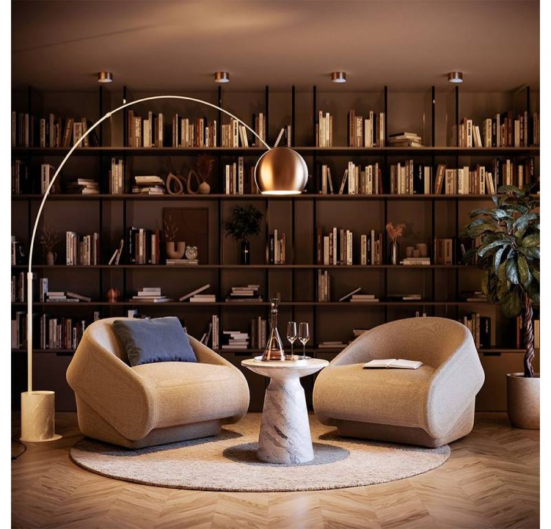 s.luce Stehlampe Ball Bogenlampe mit Marmorfuß modern Schwarz, Weiß von s.luce