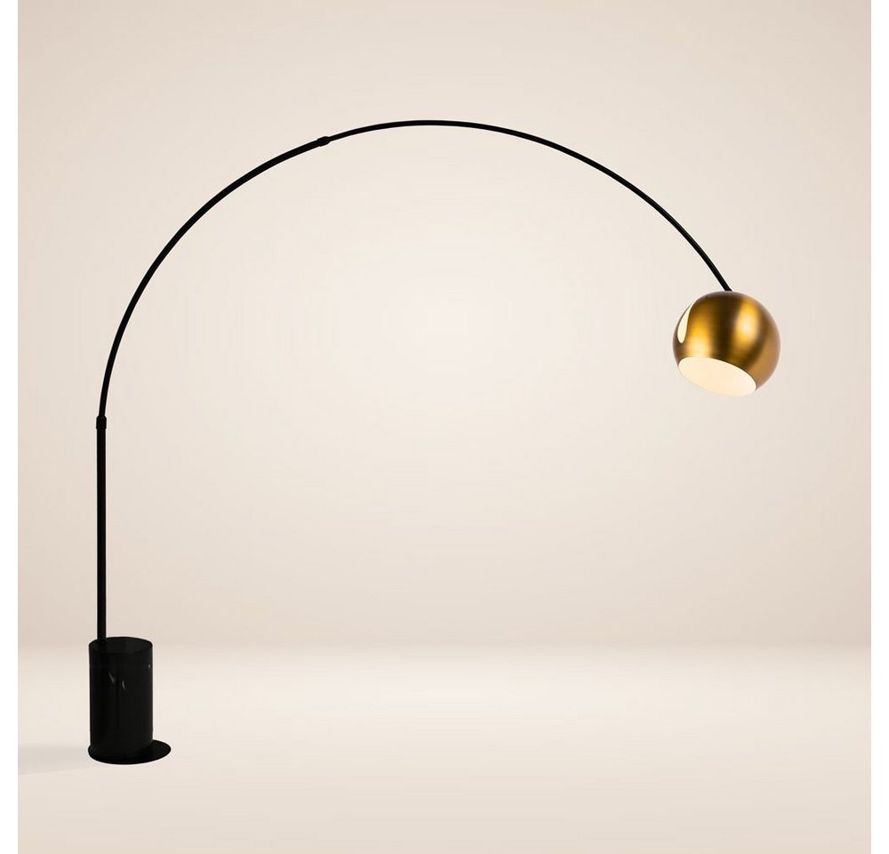 s.luce Stehlampe Ball Bogenlampe mit Marmorfuß modern Schwarz/Gold von s.luce