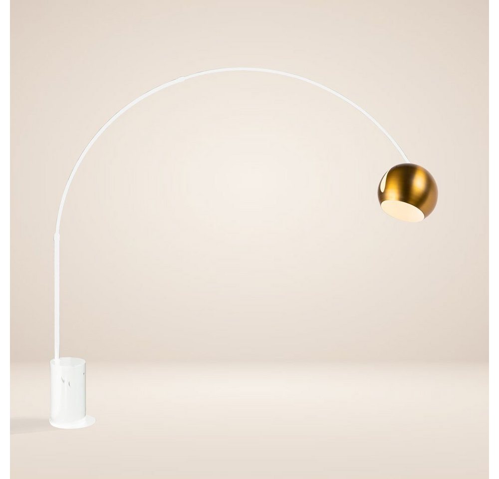 s.luce Stehlampe Ball Bogenlampe mit Marmorfuß modern Weiß/Gold von s.luce