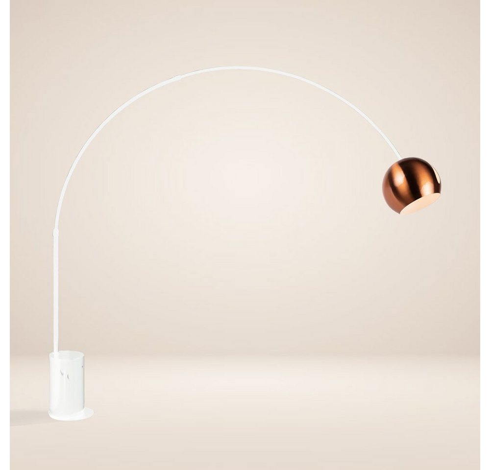 s.luce Stehlampe Ball Bogenlampe mit Marmorfuß modern Weiß/Kupfer von s.luce