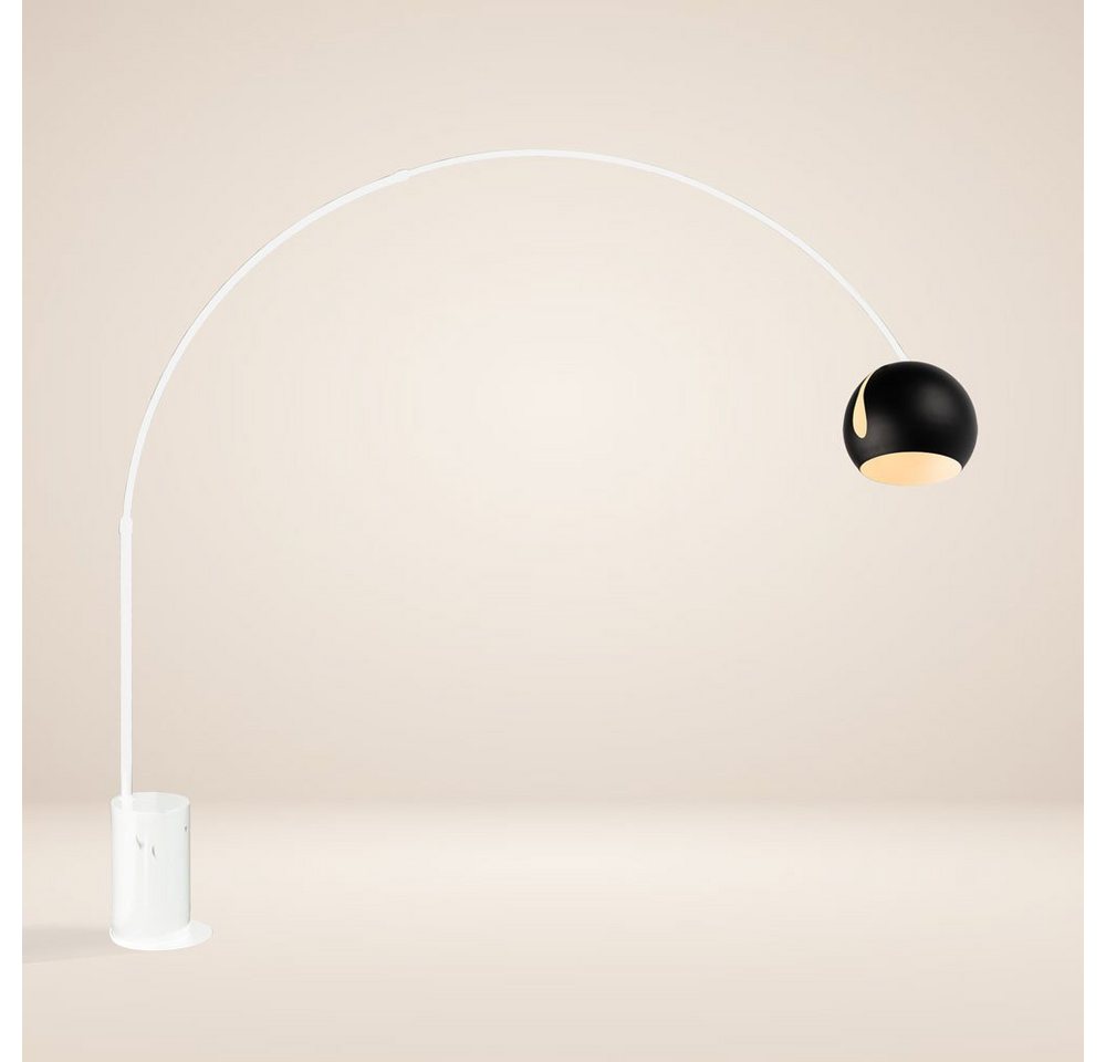 s.luce Stehlampe Ball Bogenlampe mit Marmorfuß modern Weiß/Schwarz von s.luce