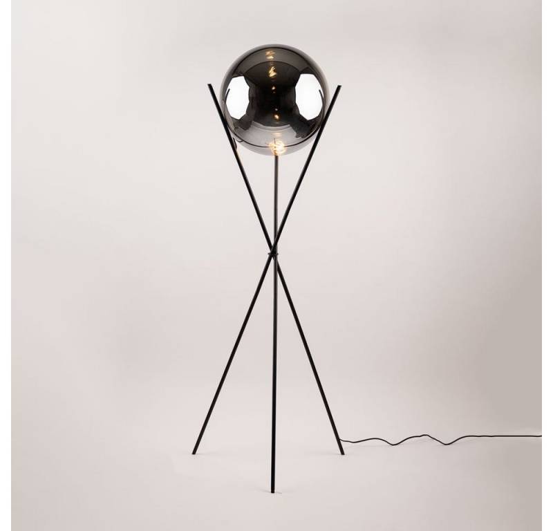 s.luce Stehlampe Dreibeinleuchte Orb 40cm Glaskugel Rauch, Schwarz von s.luce