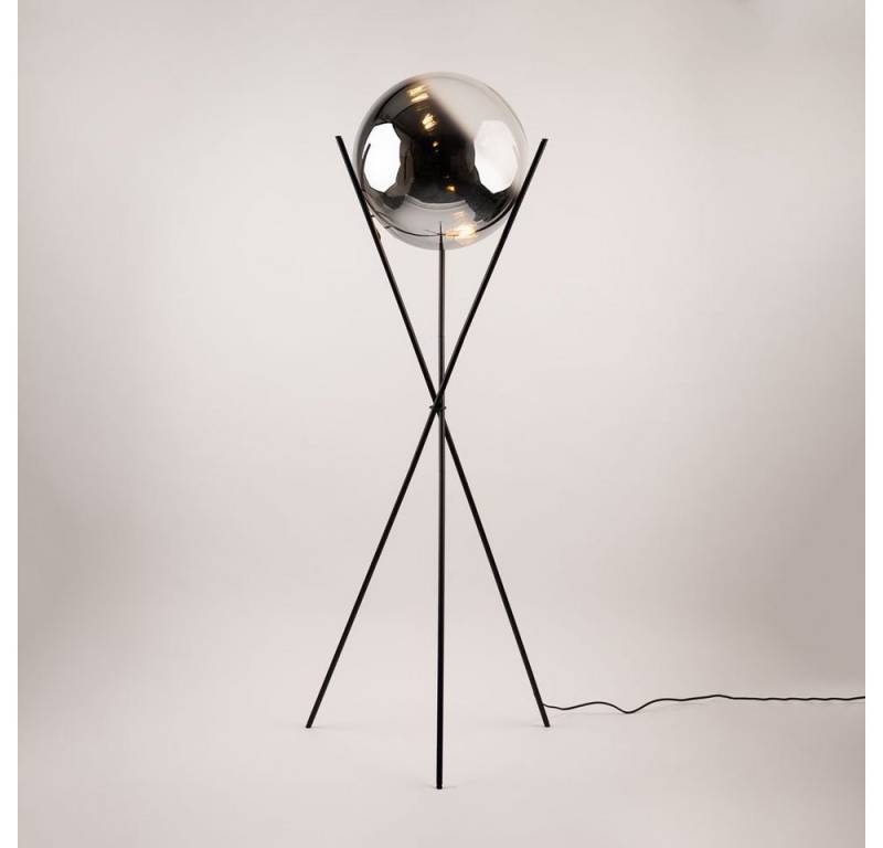 s.luce Stehlampe Dreibeinleuchte Orb 40cm Glaskugel Rauch Verlauf, Schwarz von s.luce