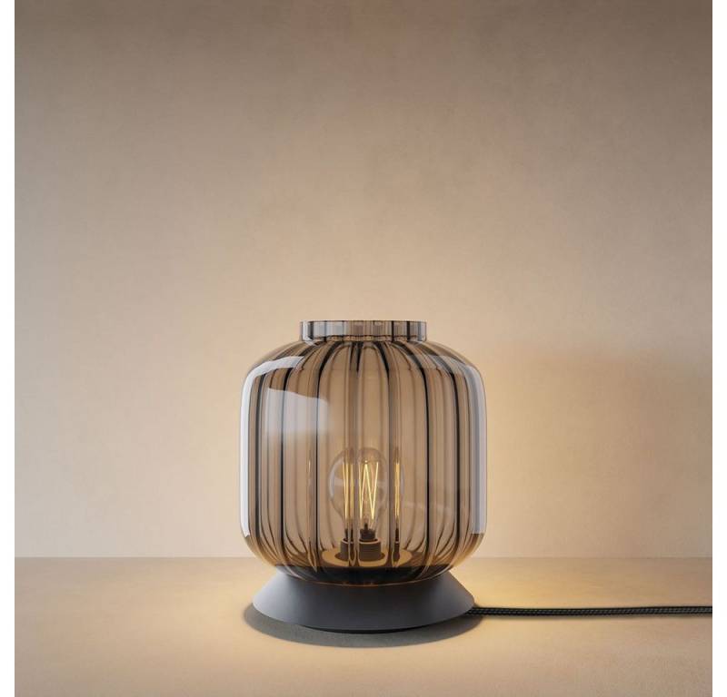 s.luce Tischleuchte Velo Glas-Tischleuchte mit Schalter Rauch, Schwarz von s.luce