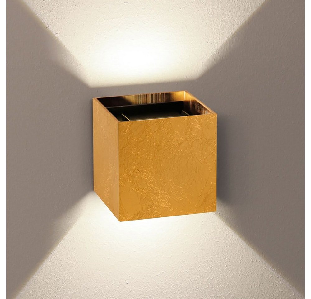 s.luce Wandleuchte LED Außenwandleuchte Ixa IP44 Blattgold, Warmweiß von s.luce