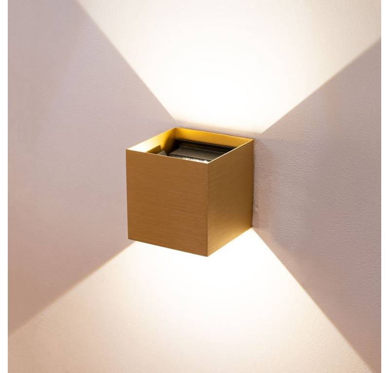s.luce Wandleuchte LED Wandlampe Ixa mit Bewegungsmelder Gold Gebürstet, Warmweiß von s.luce