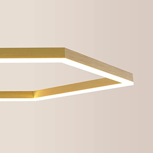 s.luce eckige LED-Deckenleuchte Hexa flach modern Wohnzimmer Deckenlampe, Farbe:Gold, Größe:Ø 80cm von s.luce