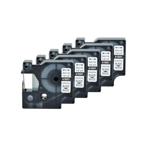 5 Packetikettklebeband 6 mm 9mm 12 mm 19mm 24 mm 24 mm Kompatibel mit Wärmeschreinrohre kompatibel mit 18051 18052 18053 18054 18055 Schwarz auf Weißgelb Kompatibel mit 4200 5200(5PK Black on White) von sDtESNB