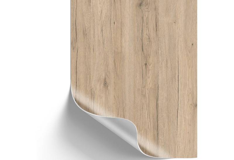 sa roca Möbelfolie 13,89€/qm Klebefolie Möbel Küche Dekofolie Holzoptik Eiche sand, (Designfolie im Zuschnitt inkl. E-Book), Designfolie - Zuschneidbar, abwischbar & rückstandslos entfernbar von sa roca