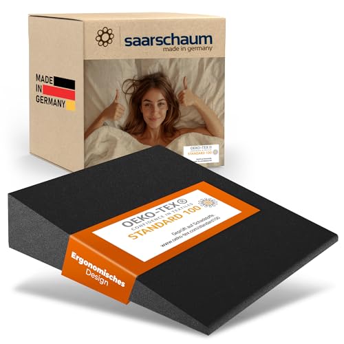 saarschaum• Keilkissen • Reflux Kissen • Matratzenkeil für Bett und Sofa • Schlaferhöhung gegen Rücken- und Nackenschmerzen 140x50x15(schwarz) von saarschaum