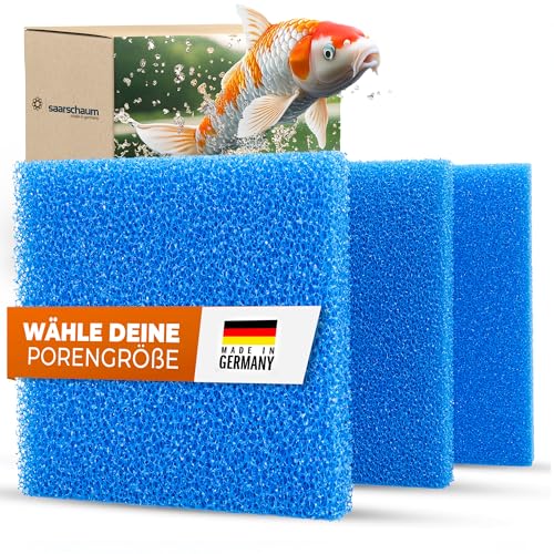 saarschaum • Filtermaterial für Aquarium & Teichfilter • Filterschwamm für gesunde Fische & Pflanzen • Filtermatten • Filterschaum • PPI30 (fein) • 45x45x10 cm von saarschaum