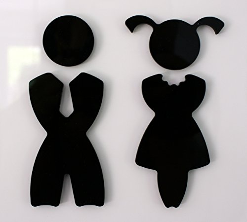 WC Schild Damen Bad Herren Toilette Schilder schwarz Gäste acryl Toilettenschild hochglanz von sabro-design